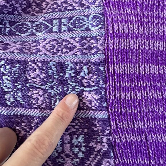 Vintage Handmade Purple Knit Poncho Sweater With Turtleneck & Batwing Sleeves - Picture 6 of 12